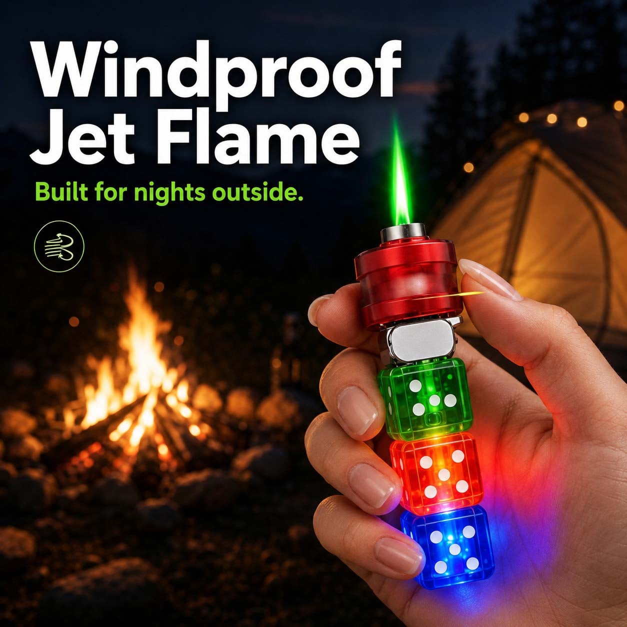 🎲 360° Spinning Dice Lighter 🔥 Windproof Jet Blue Flame, LED, Refillable EDC Gadget(Free of butane gas)