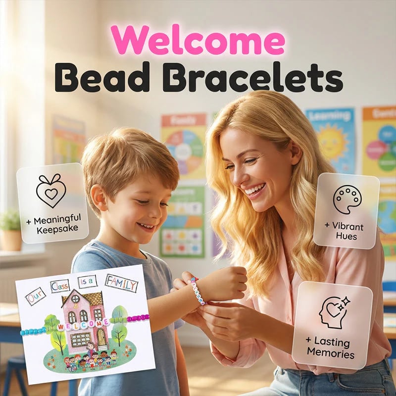 🧶❤️ Pack of 25 Welcome Bead Bracelets – Strengthen Classroom Friendship & Spread Warm Kindness! ✨