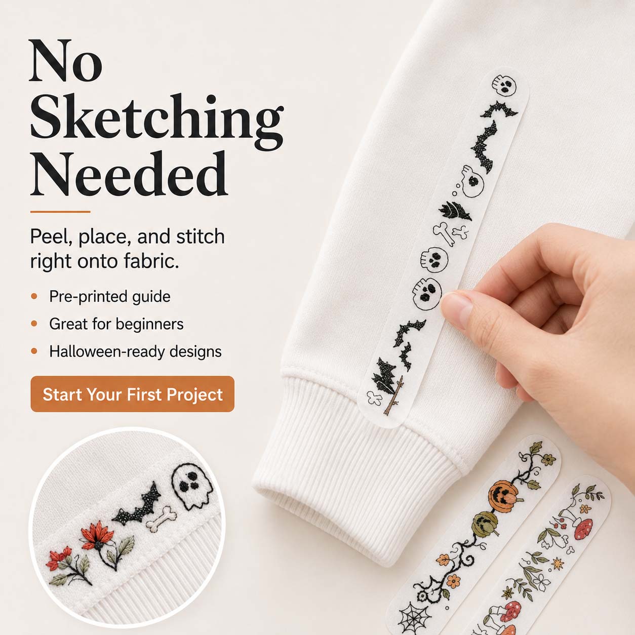 👻🪡 2026 Halloween DIY Water-Soluble Embroidery Stickers – Bestseller