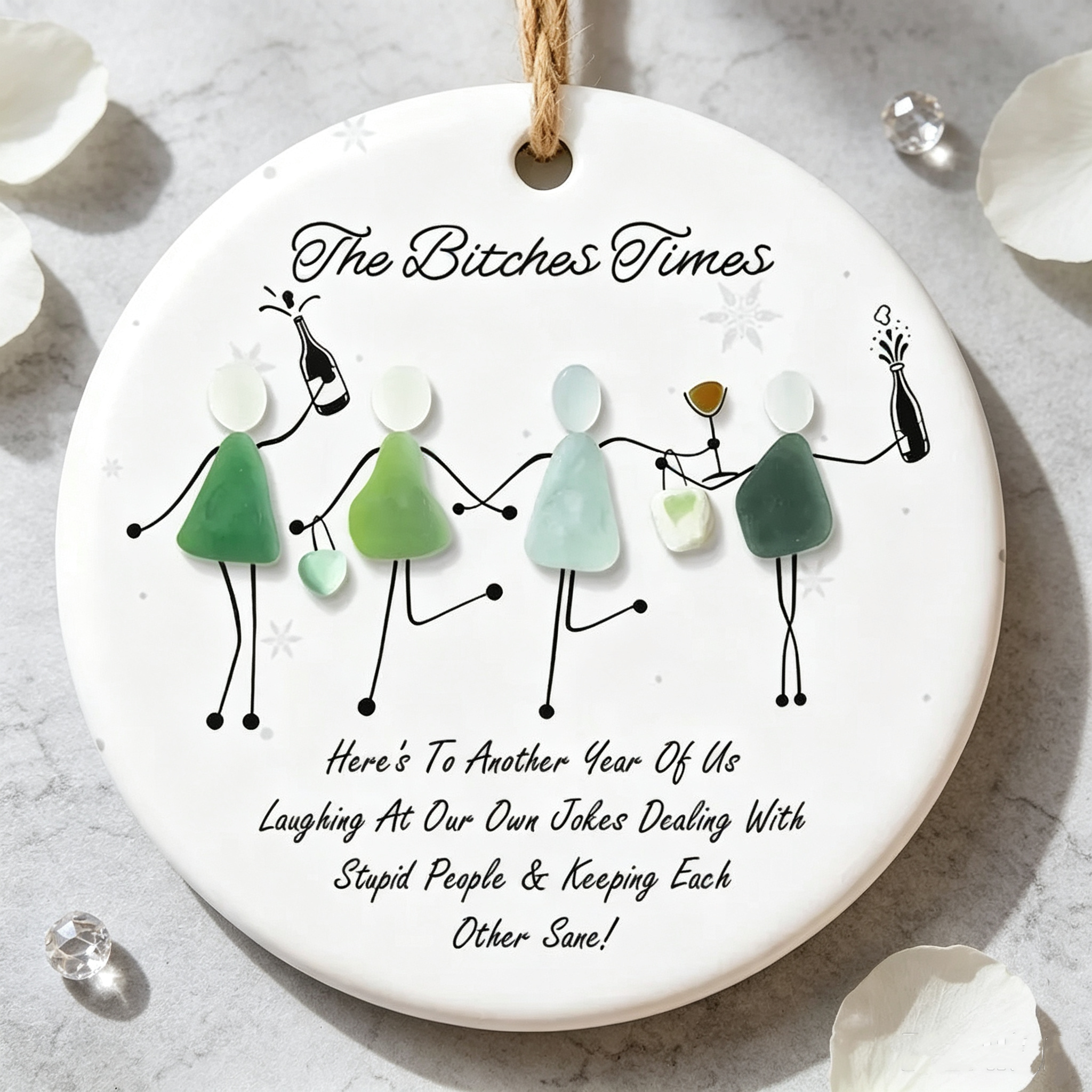 Sea Glass Best Friends Group Ceramic Ornament