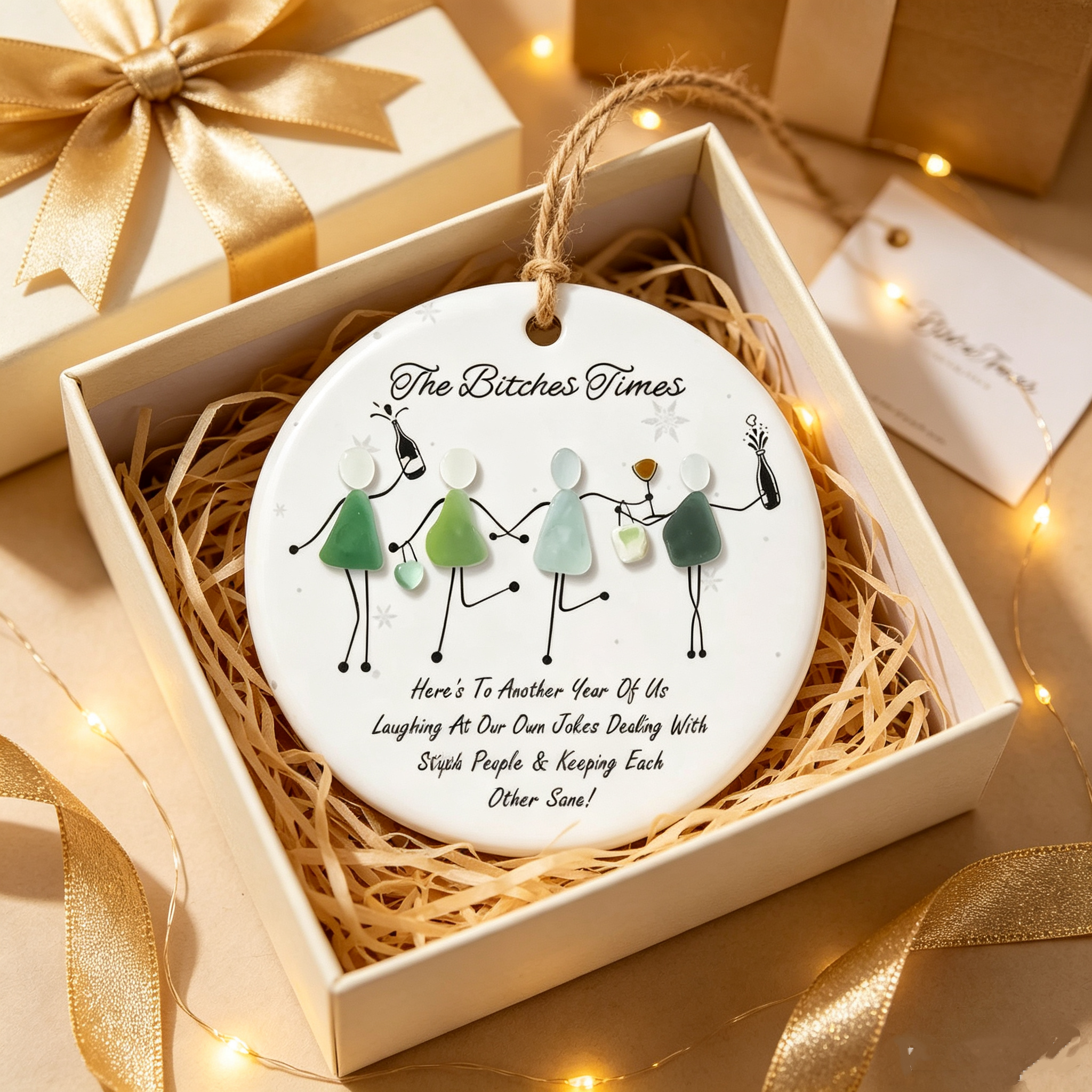 Sea Glass Best Friends Group Ceramic Ornament