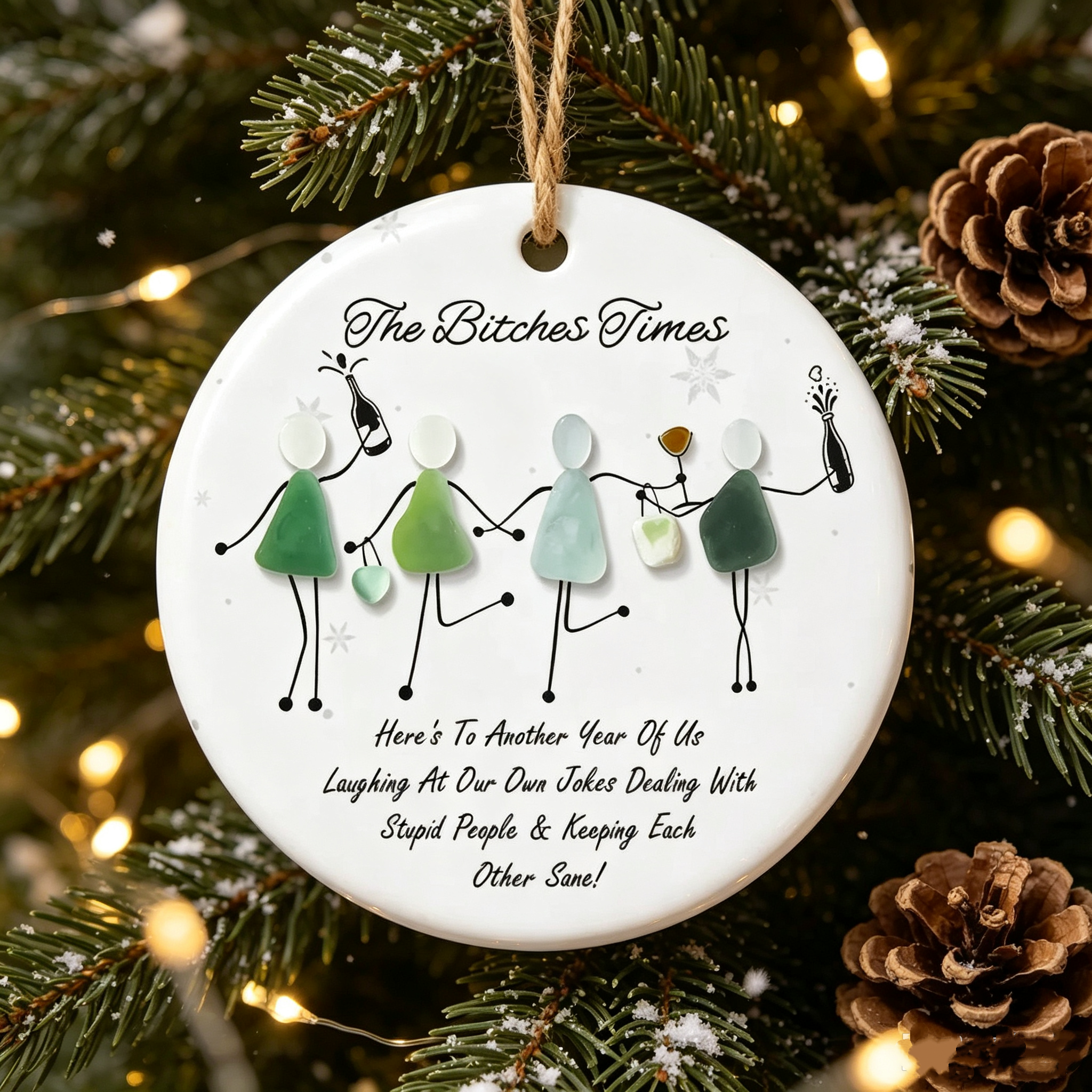 Sea Glass Best Friends Group Ceramic Ornament