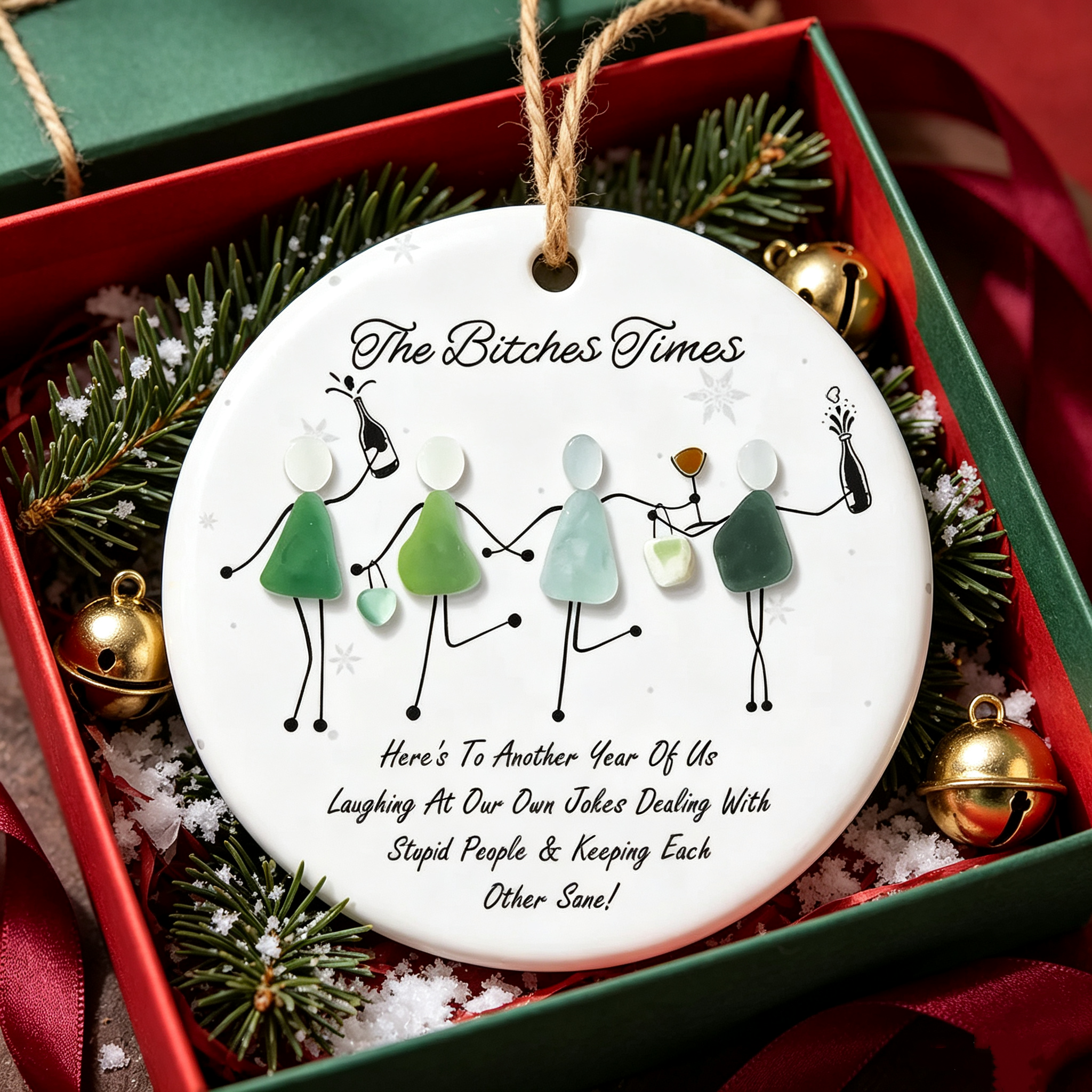 Sea Glass Best Friends Group Ceramic Ornament