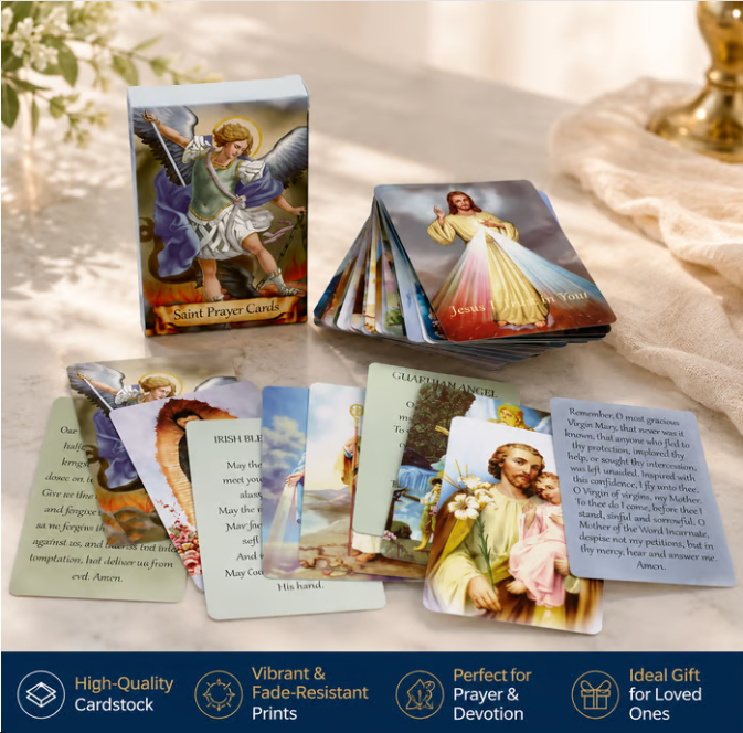 ✝🙏Catholic Faux Leather Holy Card Holder – Pocket Prayer Card Organizer with Snap Closure