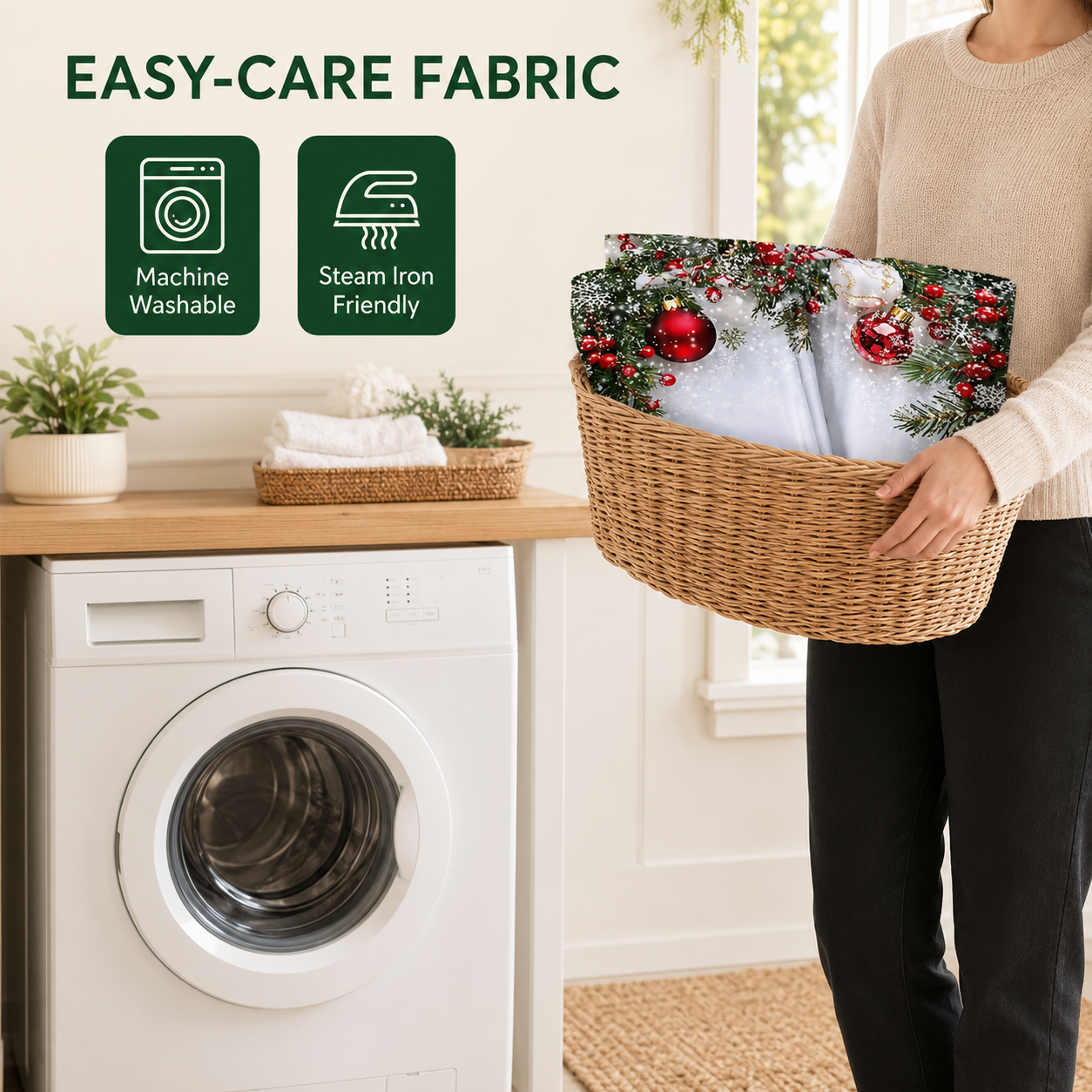🎄✨Christmas ball holiday printed curtains