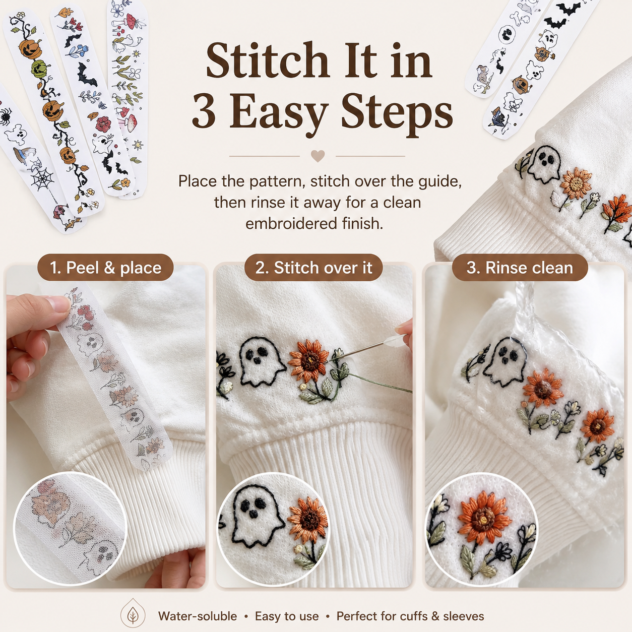 Water-soluble embroidery process
