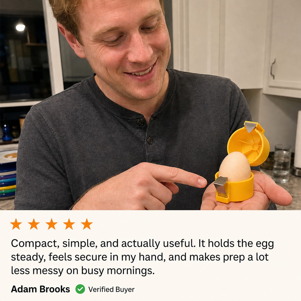 Customer review of the egg cracker tool