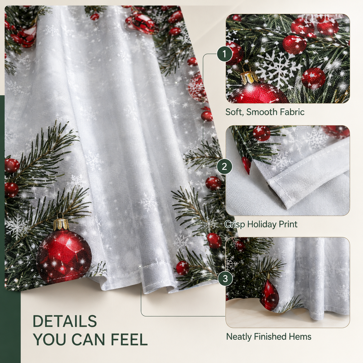 🎄✨Christmas ball holiday printed curtains