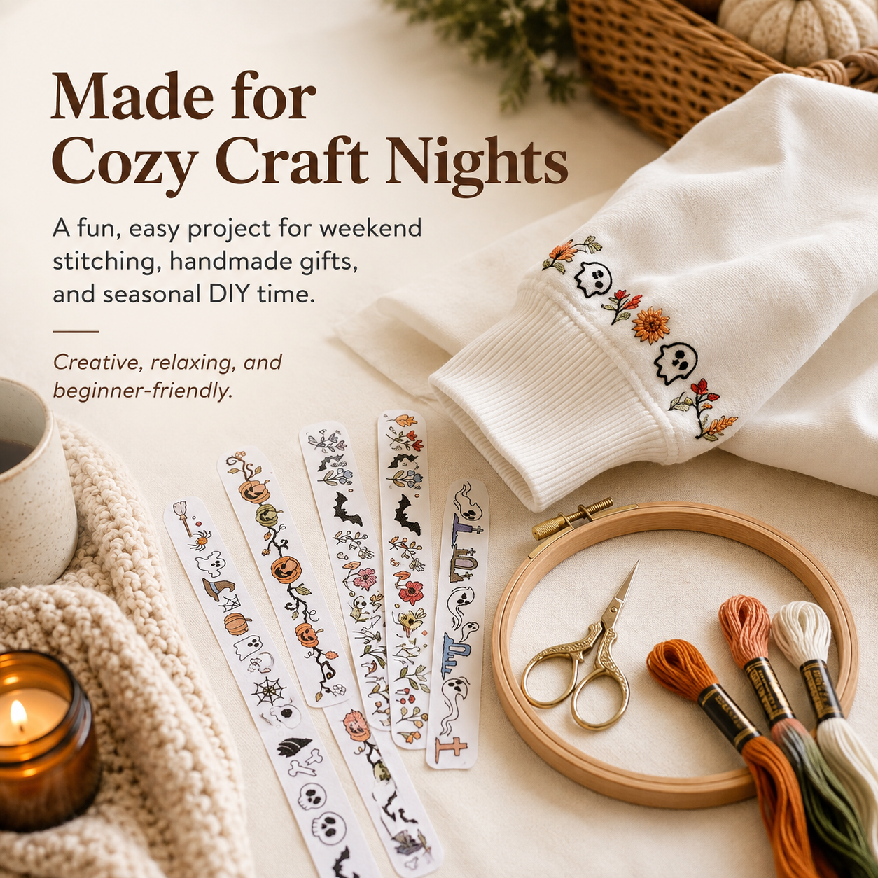 Relaxing Halloween embroidery project