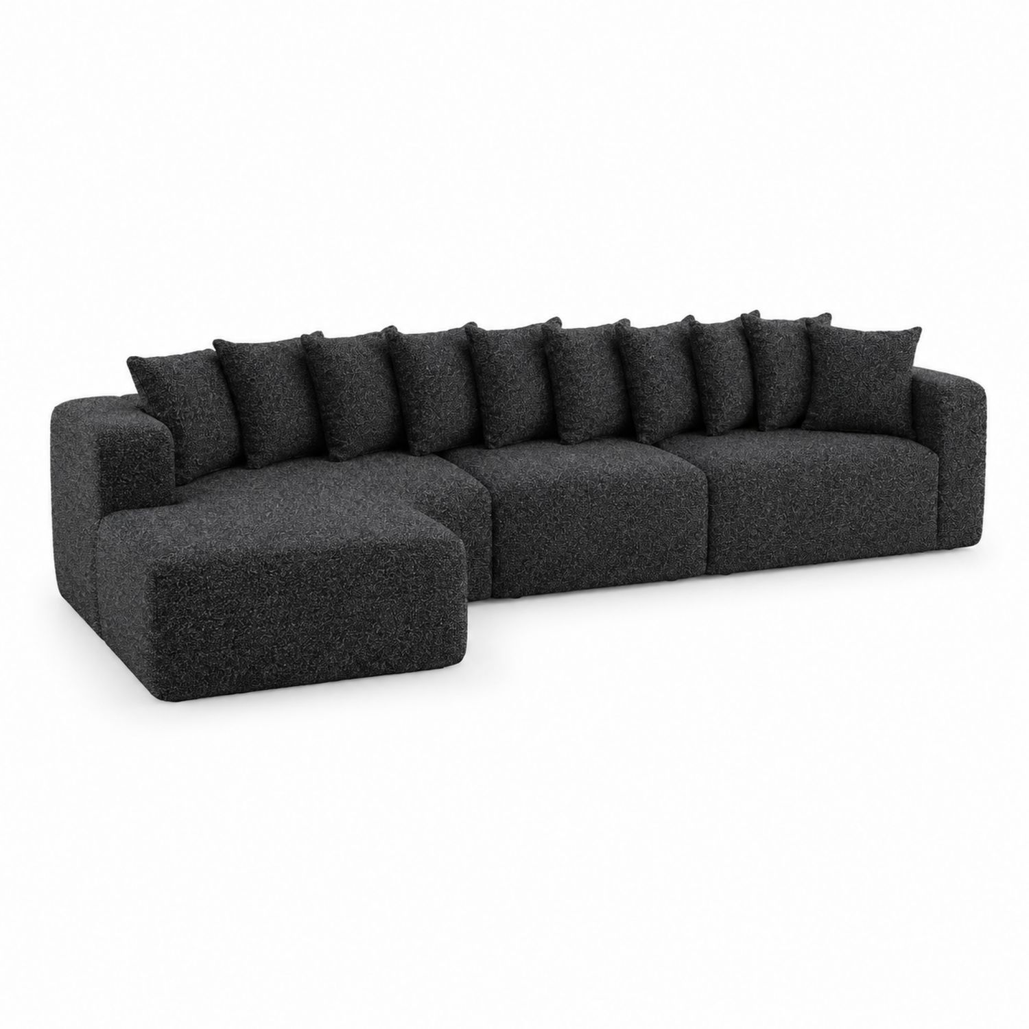 Narożna sofa z ciemnoszarego poliestru 300 cm