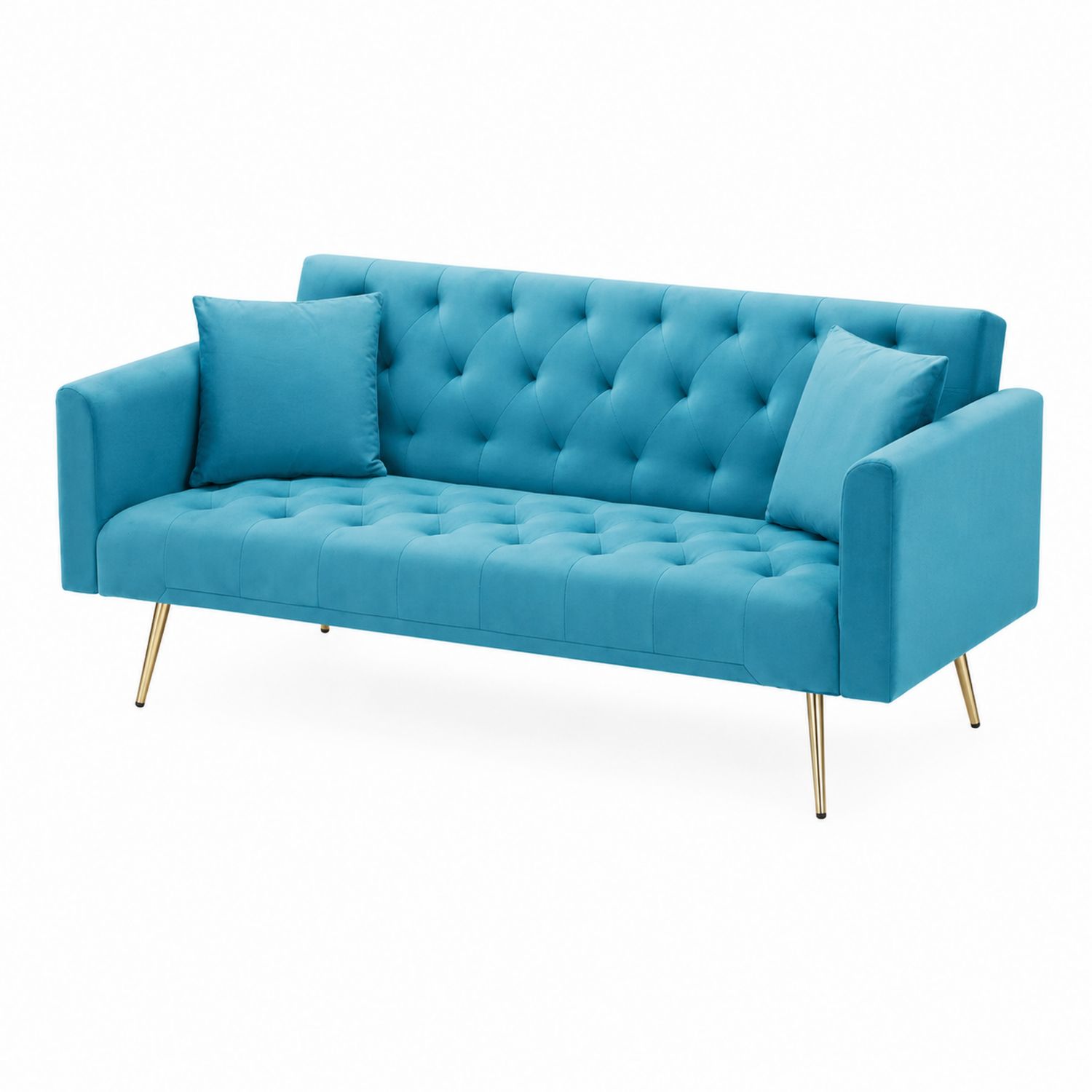 Sofa Trzyosobowa Aksamitna Turkusowa