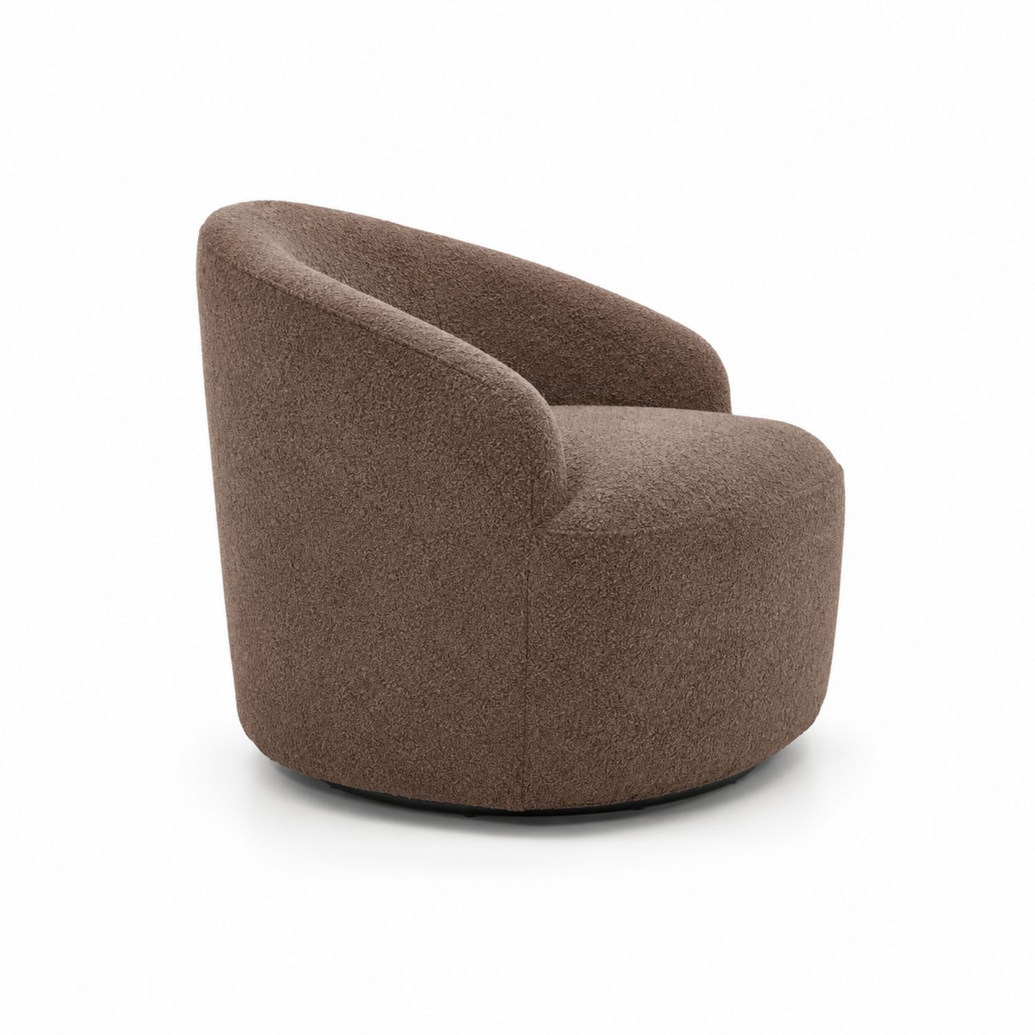 Krzesło obrotowe z tkaniny bouclé brązowe 70 cm
