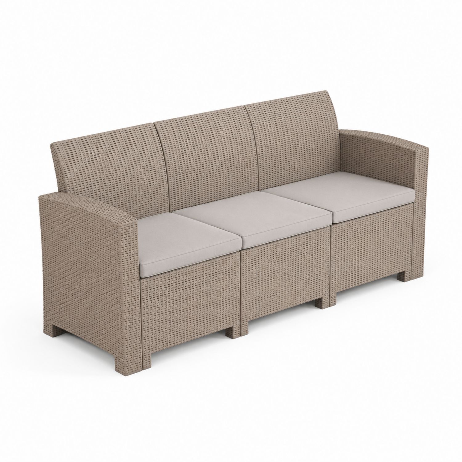 Trzyosobowa sofa ogrodowa z technorattanu beżowa