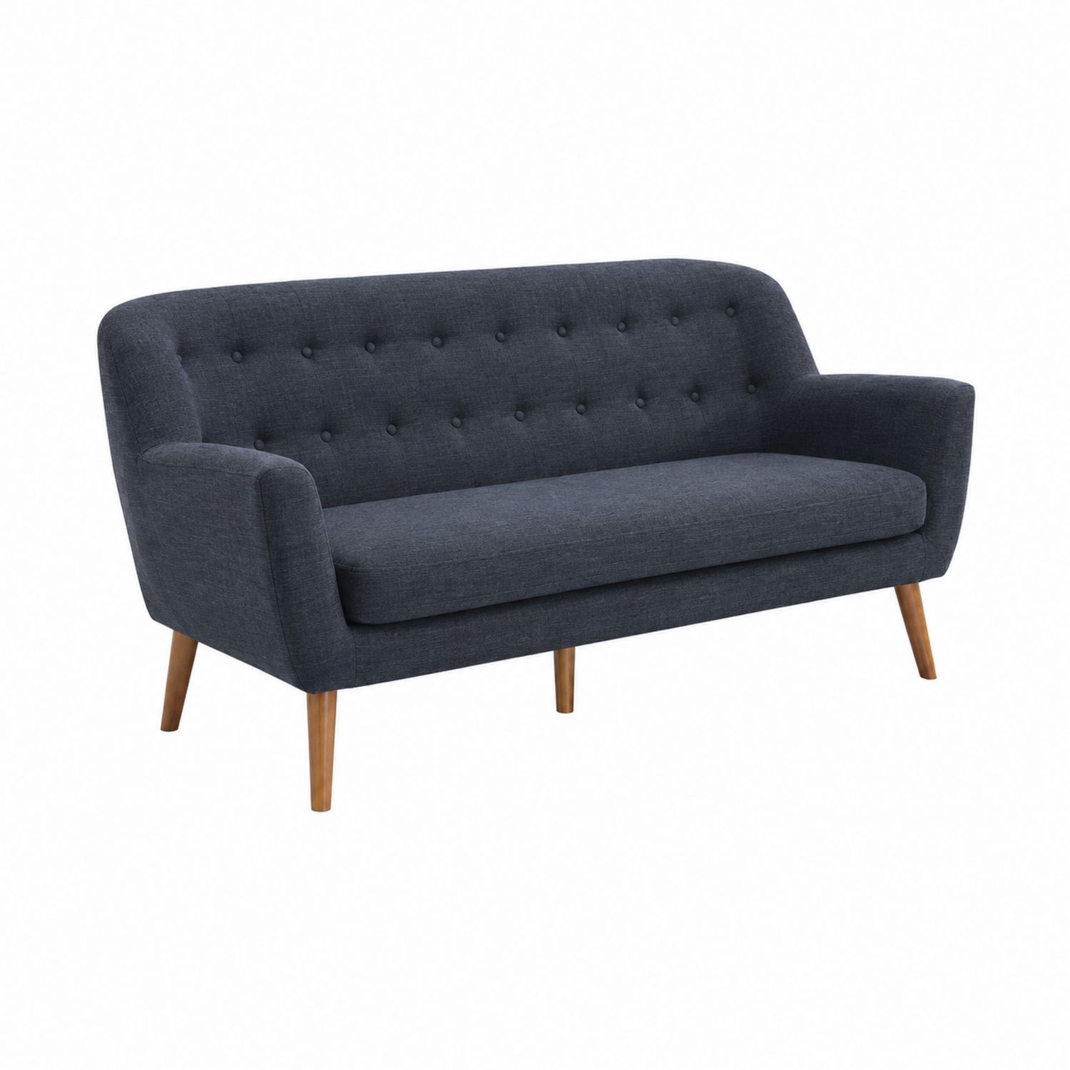Sofa dwuosobowa tapicerowana tkanina lniana stalowa