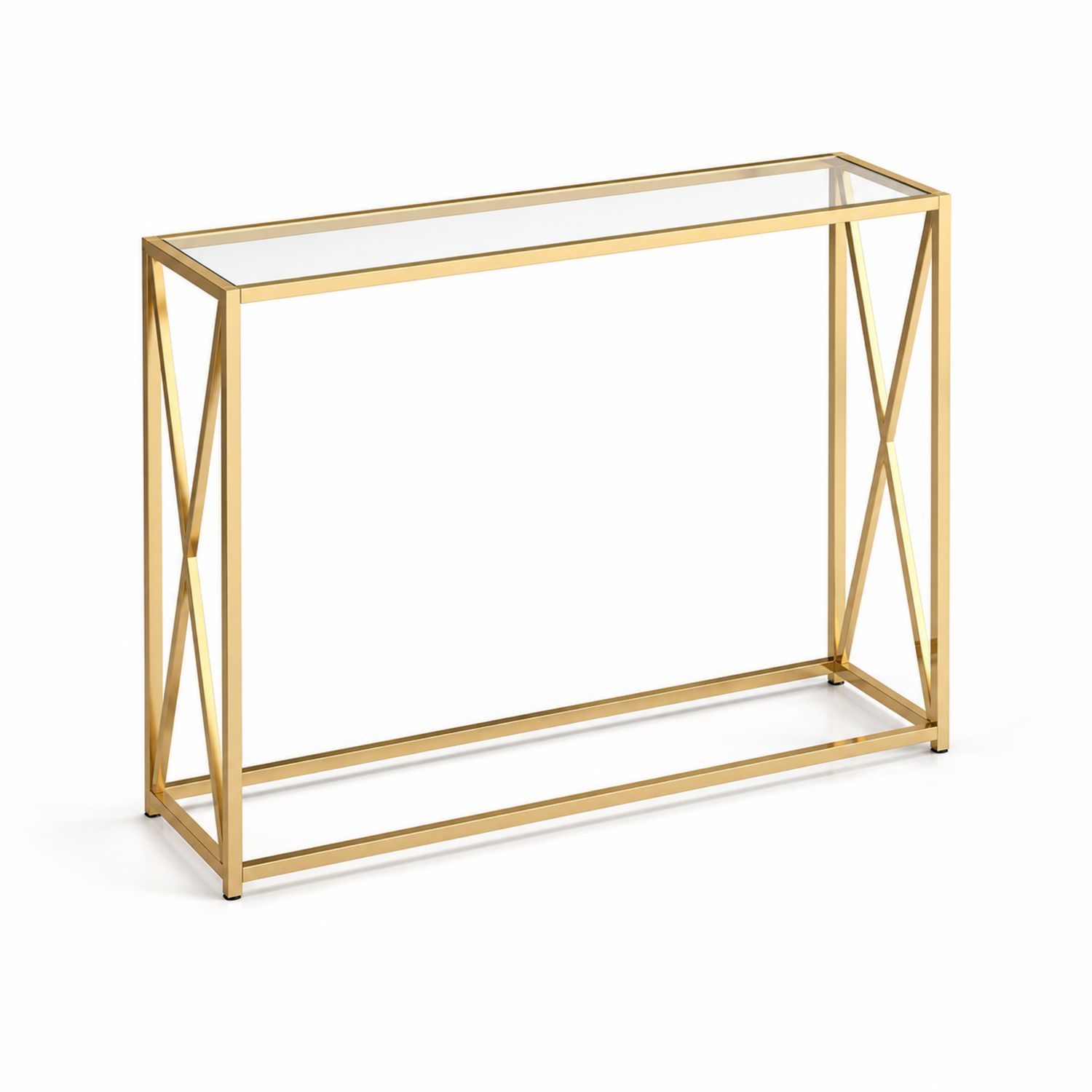 Stolik konsolowy ze szkła hartowanego i metalowej ramy Złoty 120x30x80 cm