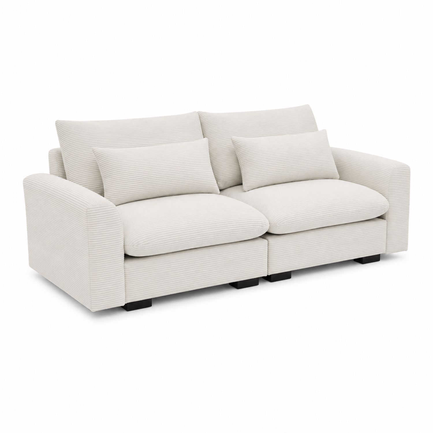 Sofa z tkaniny sztruksowej Kremowy