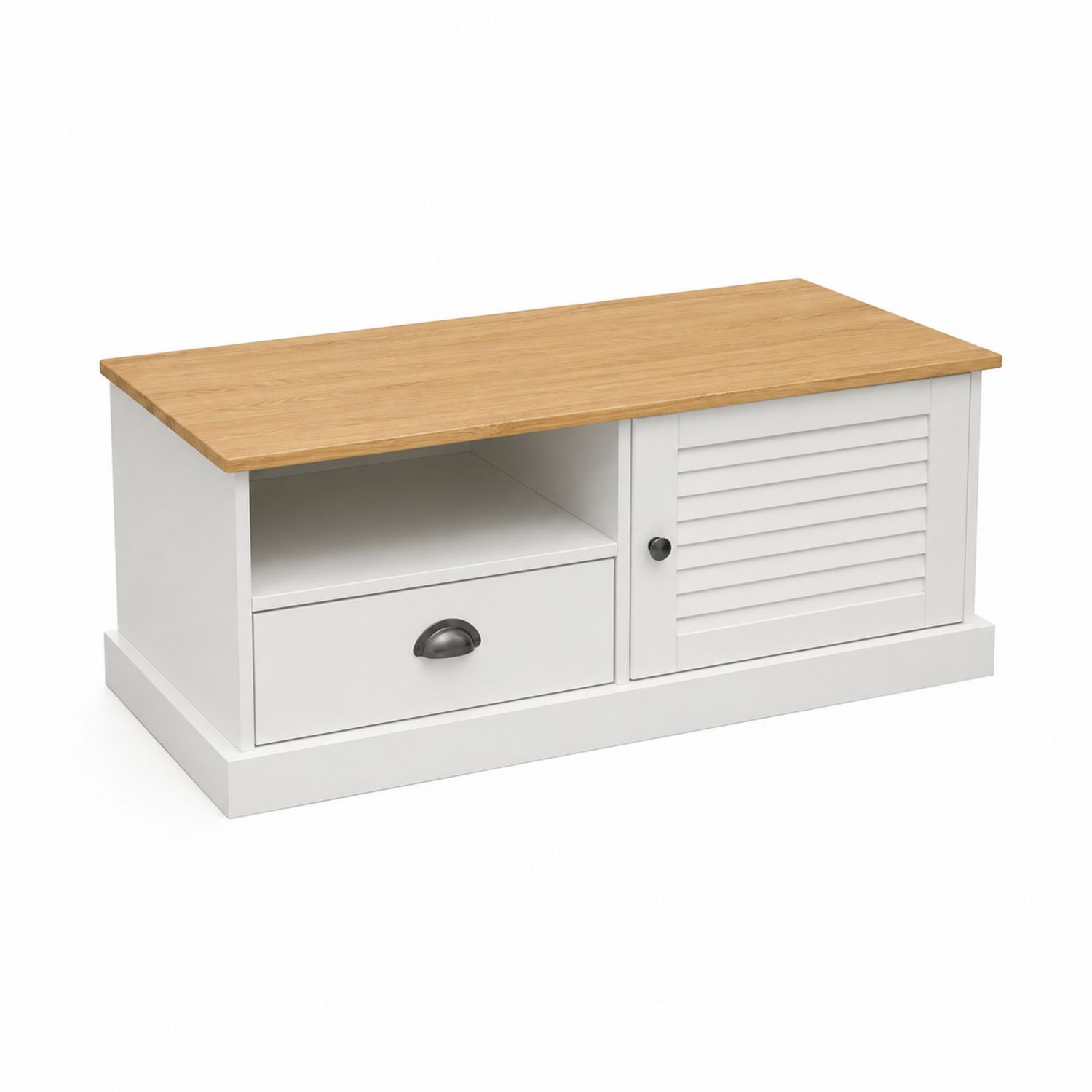 Szafka RTV z MDF z szufladą i drzwiami 100x50x45 cm Biały/Dąb