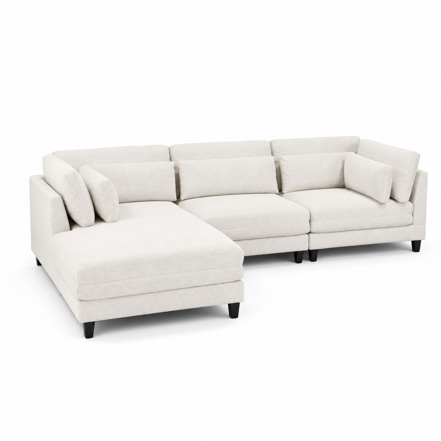 Modułowa sofa narożna z tkaniny beżowej
