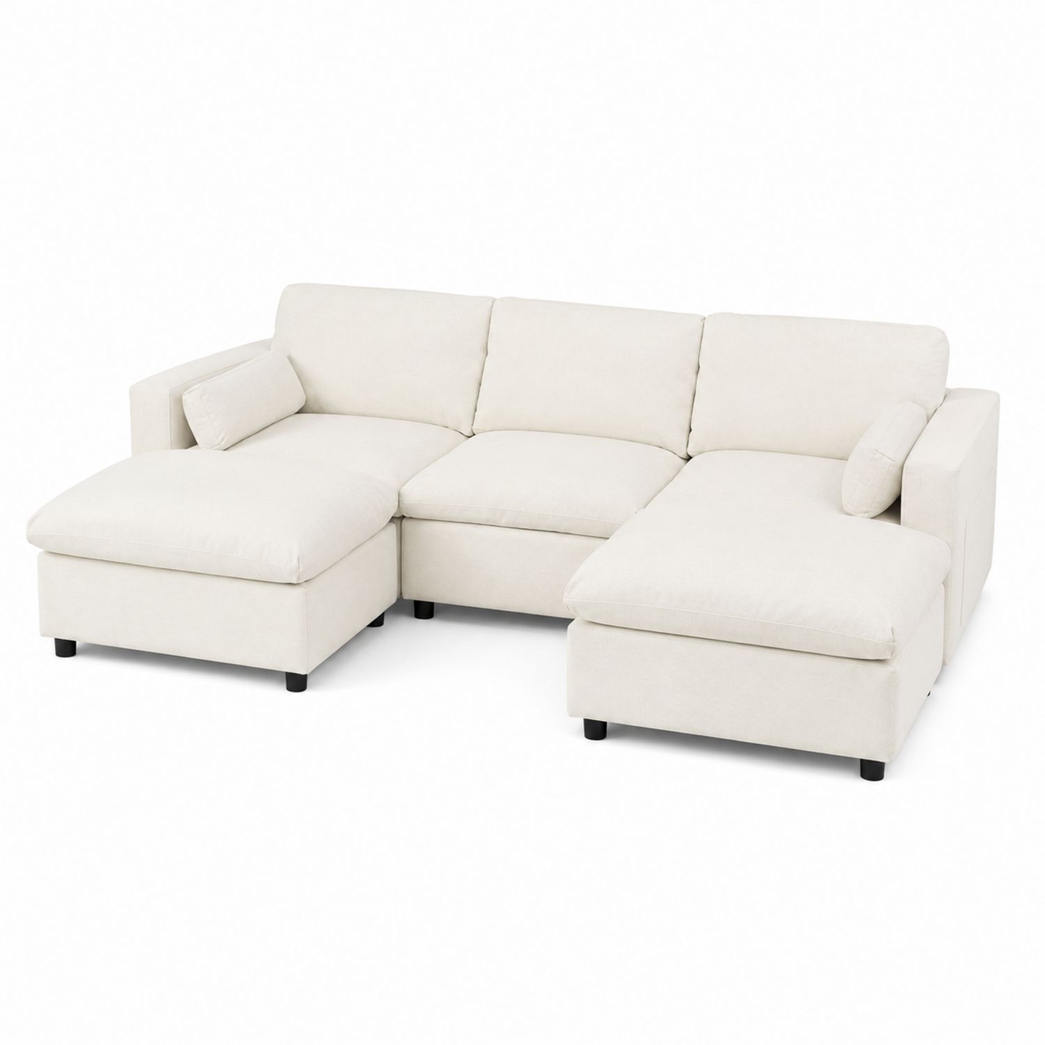 Sofa narożna tapicerowana kremowa 250x150x85 cm