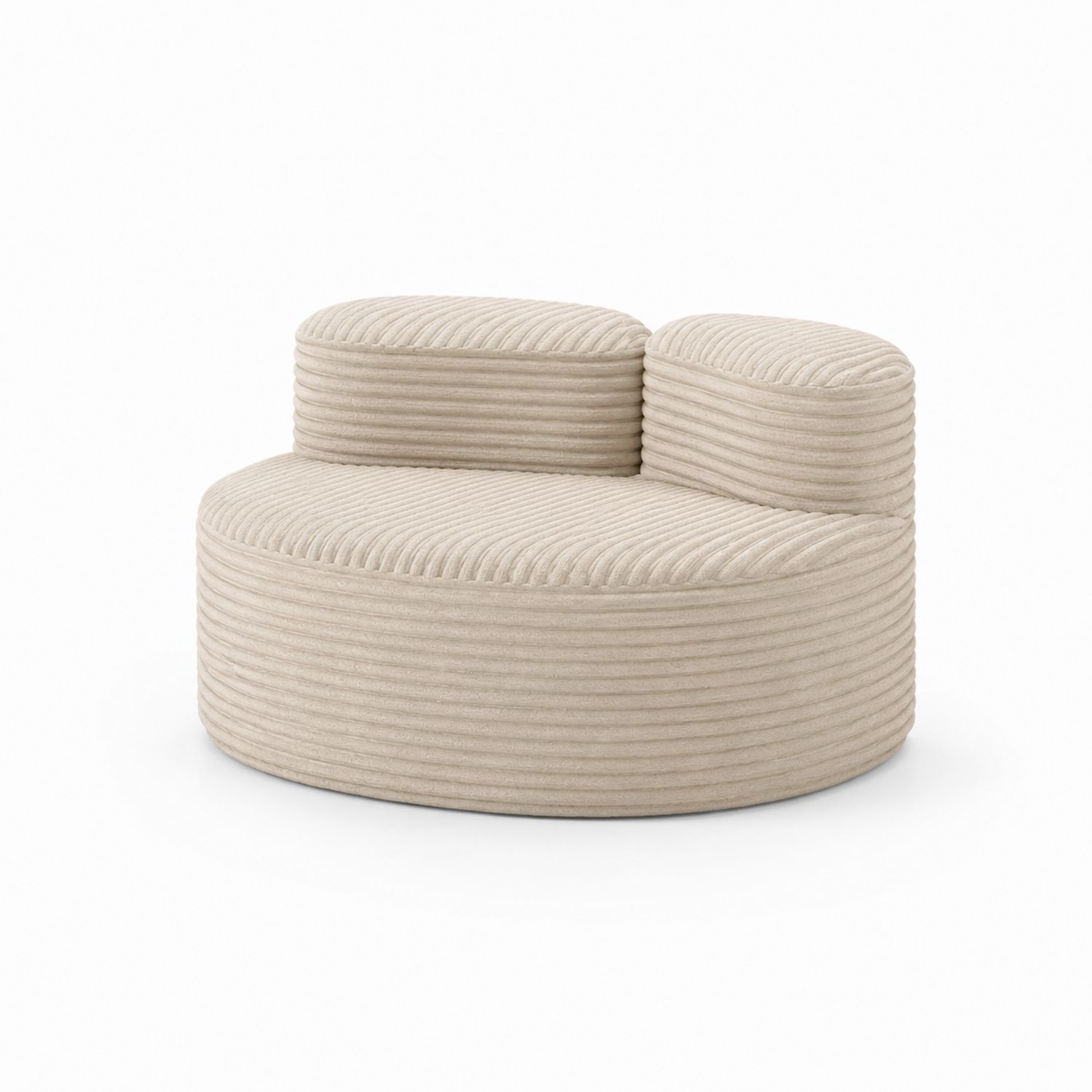 Owalna sofa tapicerowana welurem sznurkowym Beżowym