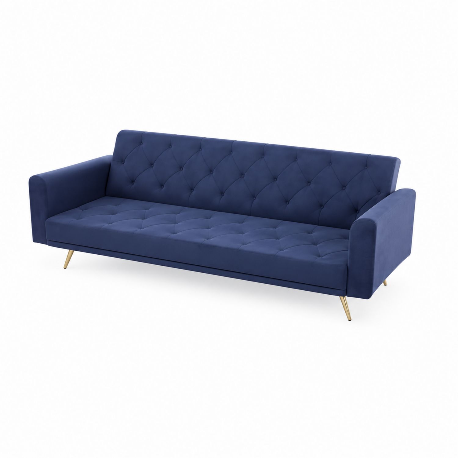 Sofa rozkładana 3-osobowa welur Niebieski 210x85x80 cm