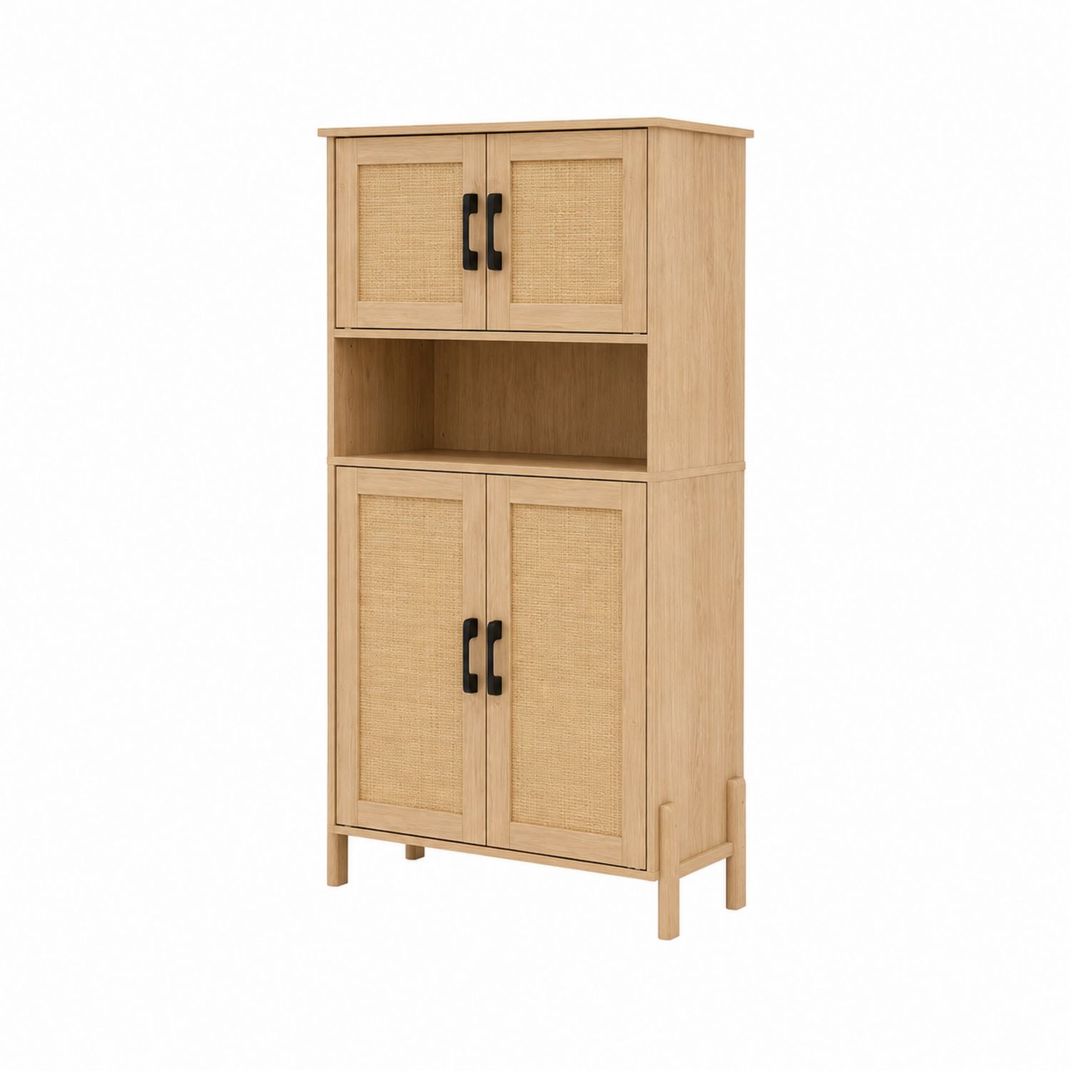 Szafka drewniana z rattanowymi drzwiami 80x40x160 cm