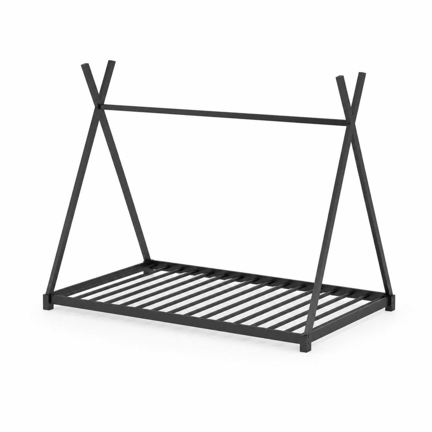 Metalowe łóżko dziecięce tipi 150x80 cm Czarny