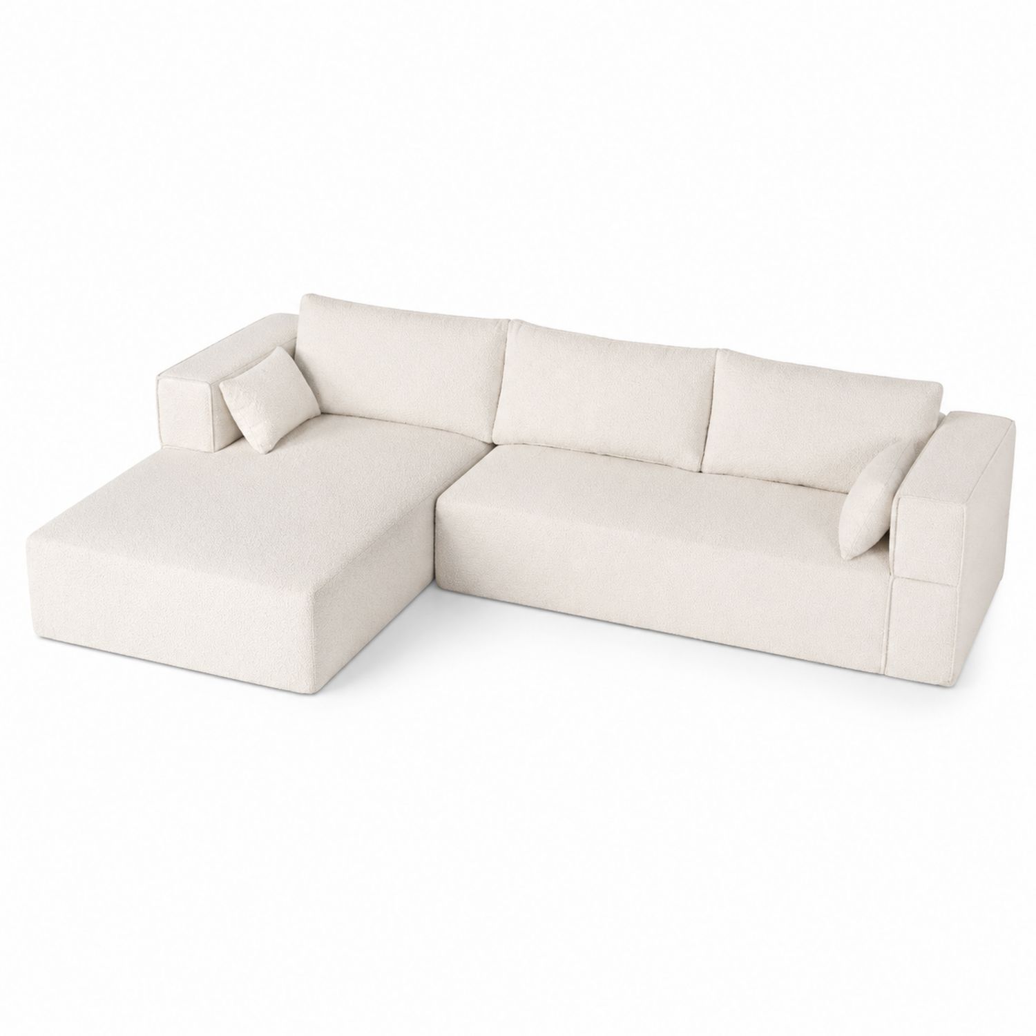 Sofa narożna L-kształt z tkaniny w kolorze Beżowym