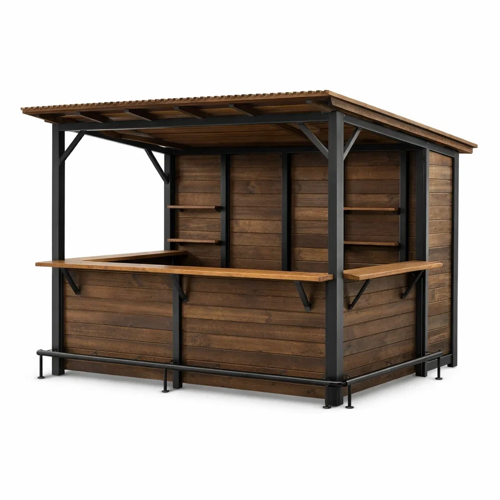 Holzstand mit Metallrahmen Braun-COZYVORAE