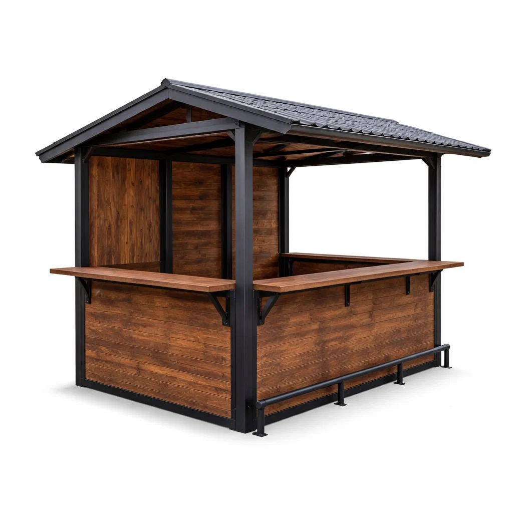 Holzoptik Pavillon mit Metallrahmen 250x200x240 cm-COZYVORAE