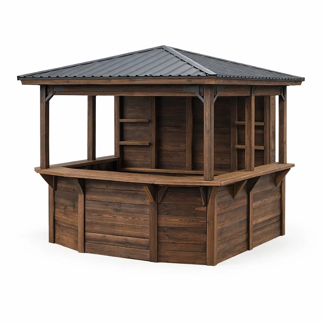 Holzkiosk mit Metalldach Braun-COZYVORAE