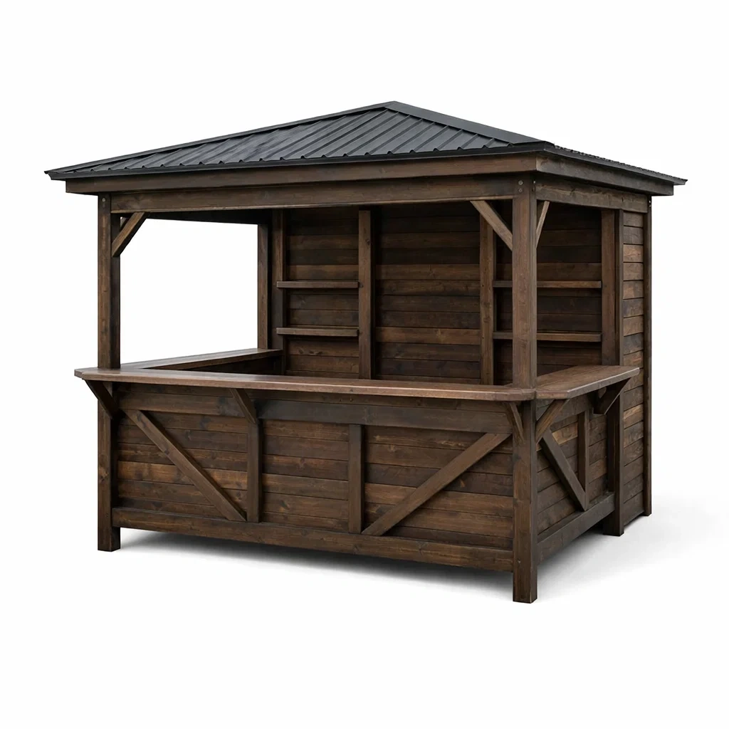 Holzstand mit Metalldach Dunkelbraun-COZYVORAE