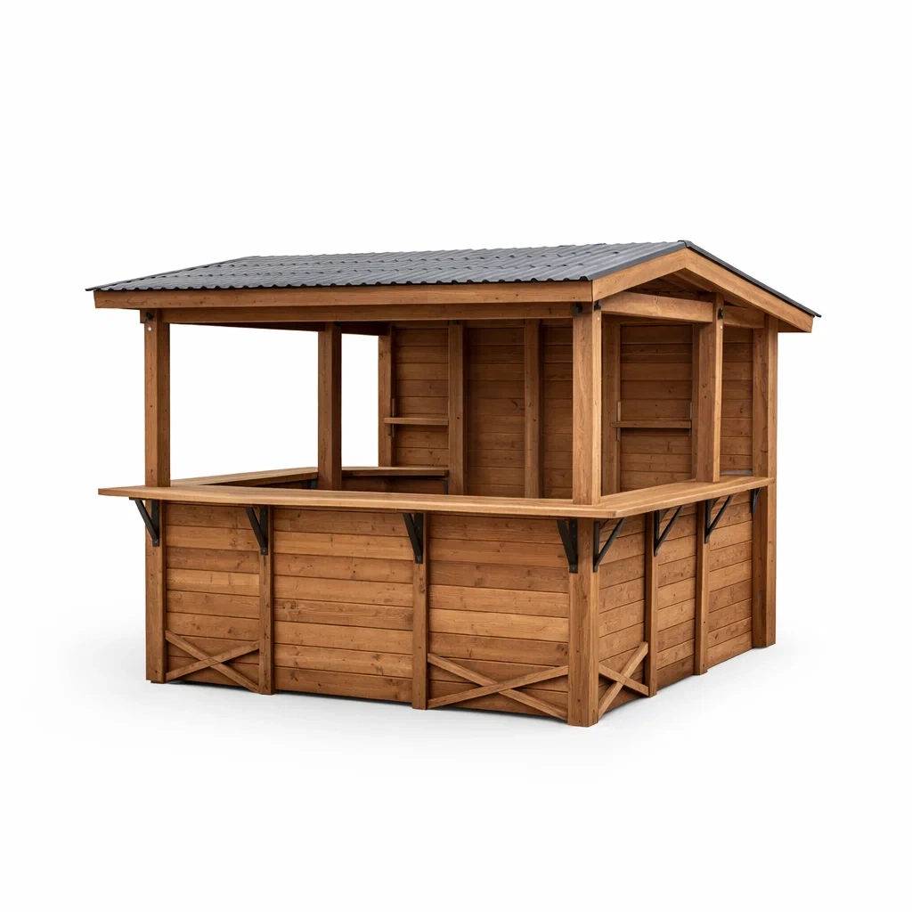 Gartenbar aus Fichtenholz mit Dach und Regalen 200x150x210 cm-COZYVORAE