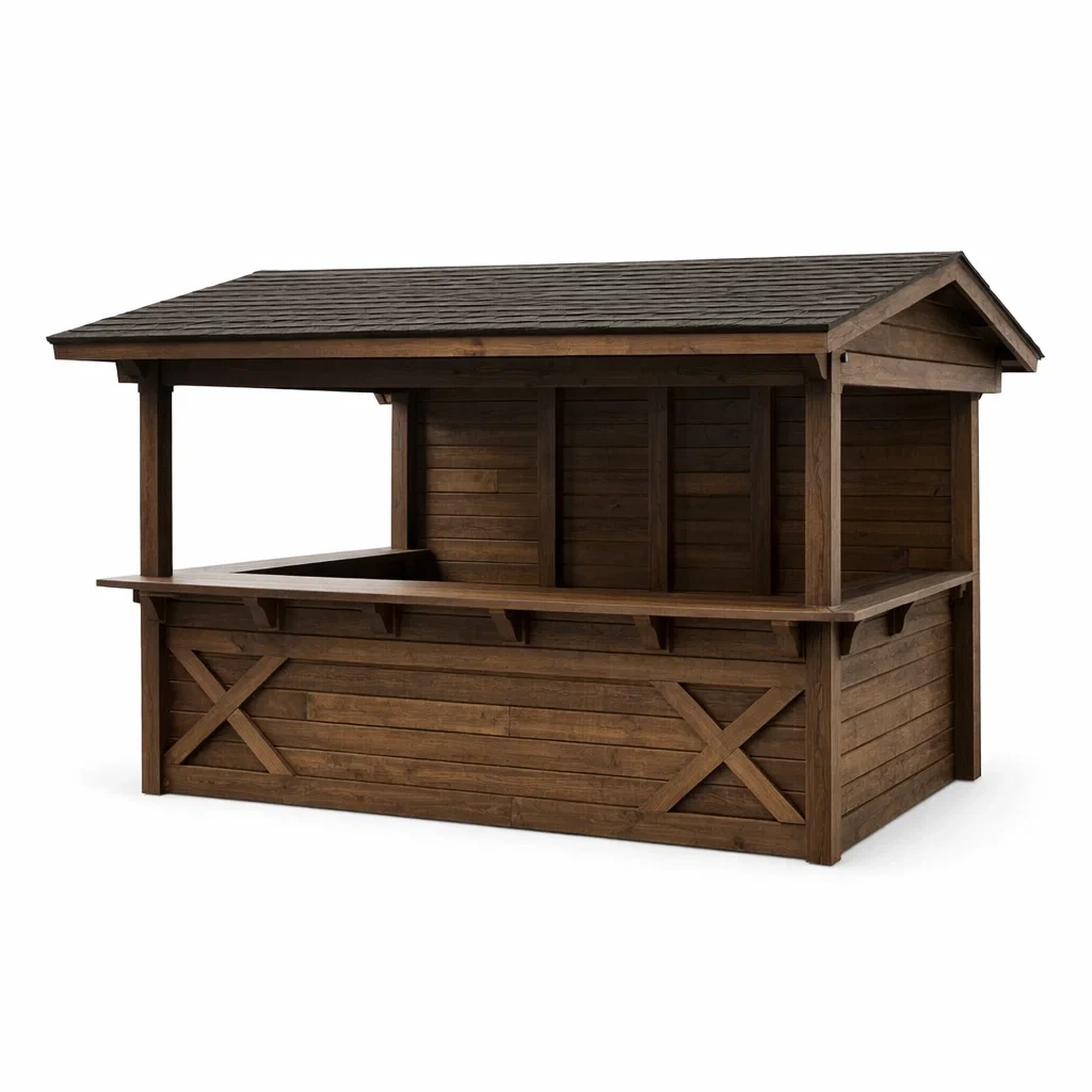 Holz Verkaufsstand Dunkelbraun mit Theke-COZYVORAE