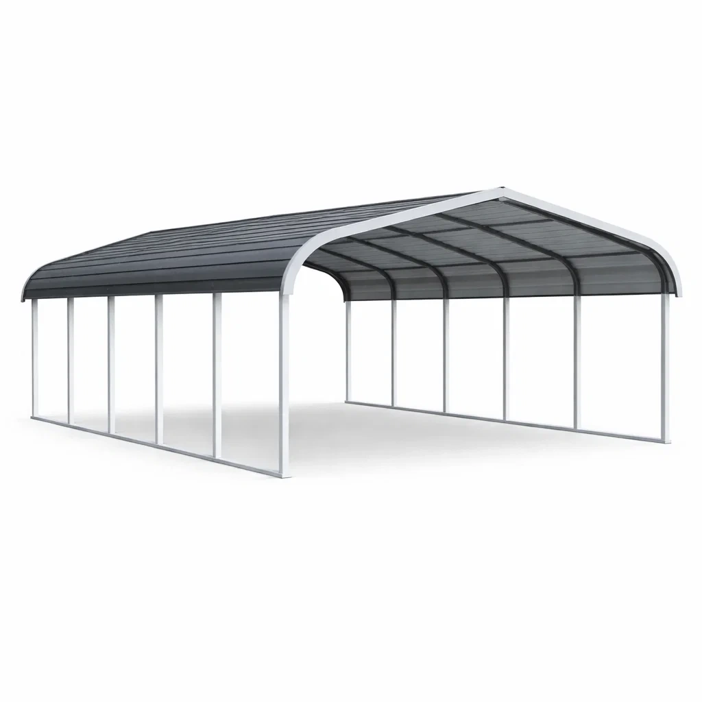 Carport aus Stahl mit Polycarbonatdach 600x300 cm Weiß/Grau-COZYVORAE