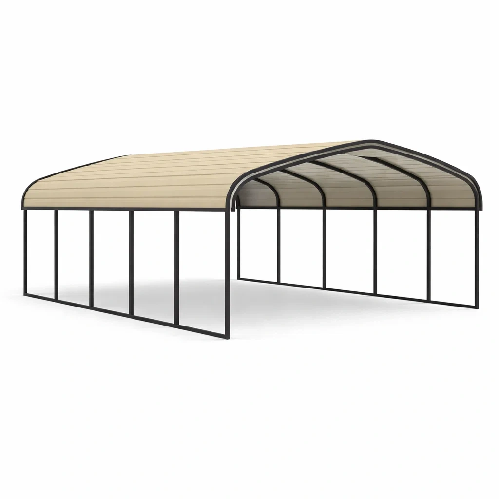 Carport aus Metall mit Polycarbonat-Dach 600x300x255 cm Beige-COZYVORAE