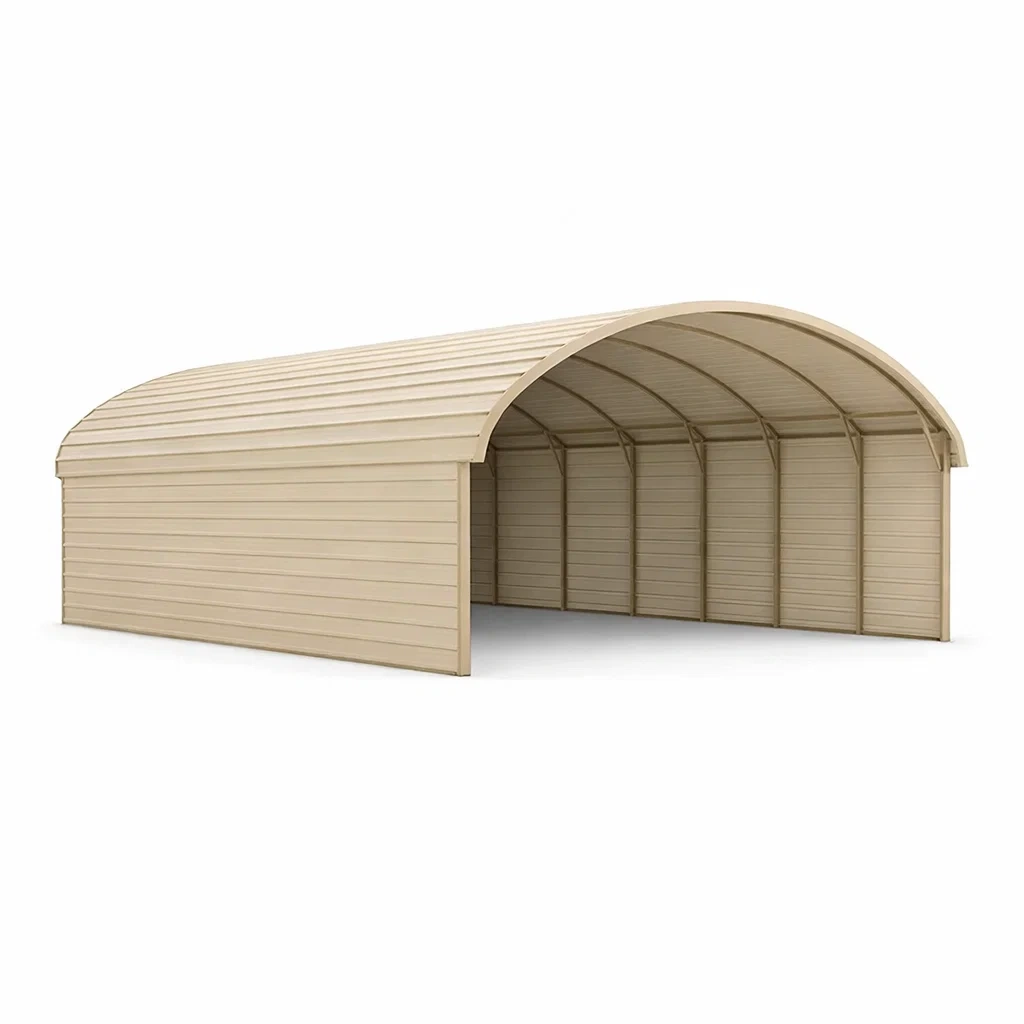 Metallcarport Bogenform Beige 500 cm x 300 cm x 200 cm-COZYVORAE