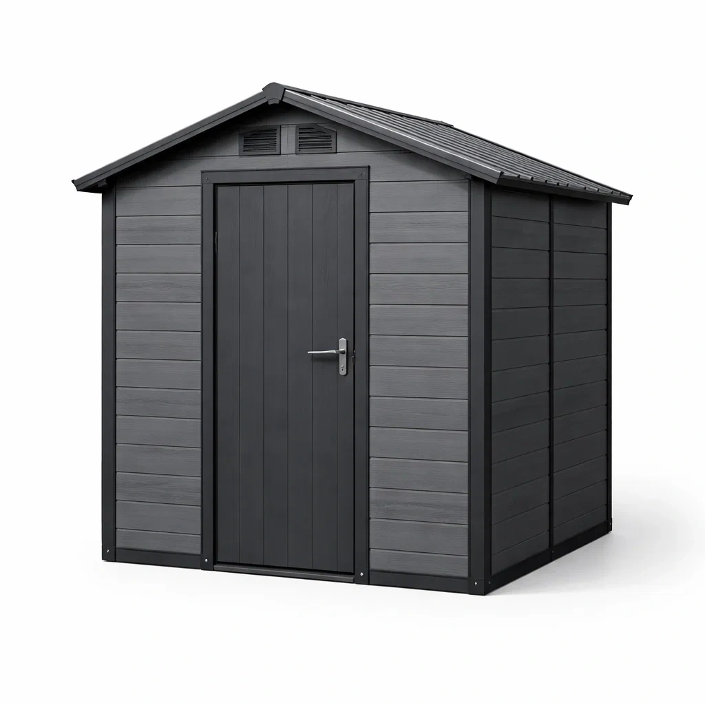 Gartenhaus Kunststoff mit Stahlrahmen Grau 185 cm x 152 cm x 226 cm-COZYVORAE