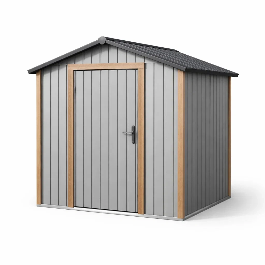 Stahl Gartenhaus Anthrazit mit Holzdekor 213x127x185 cm-COZYVORAE