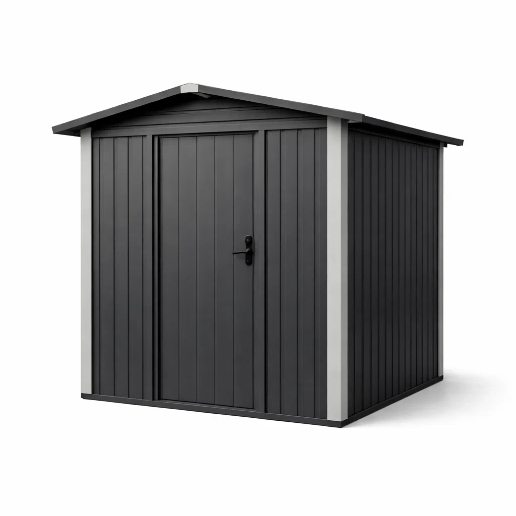 Gartenhaus aus verzinktem Stahl mit Tür in Dunkelgrau-COZYVORAE
