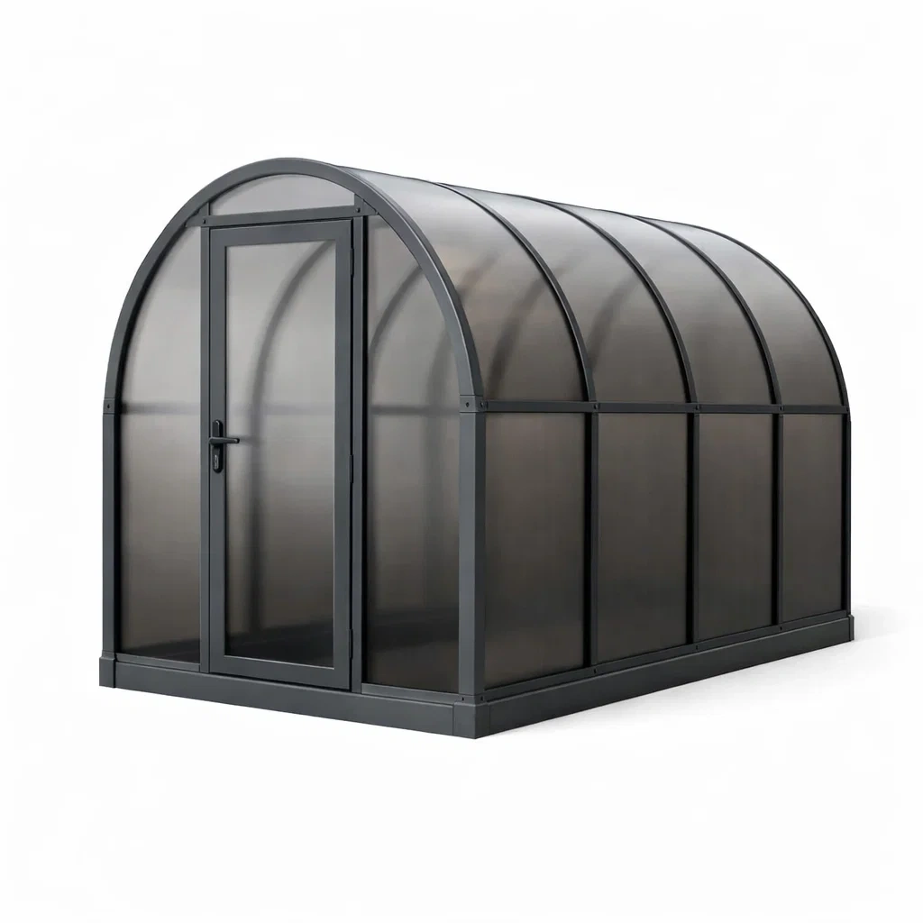 Gewächshaus aus Aluminium und Polycarbonat, 250 x 185 x 210 cm, Grau-COZYVORAE