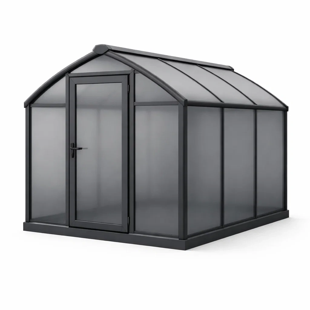 Gewächshaus aus Aluminium und Polycarbonat, Schwarz, 300x200x210 cm-COZYVORAE