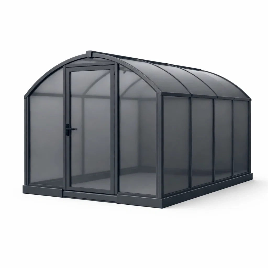 Gewächshaus mit Aluminiumrahmen und Polycarbonatplatten Grau-COZYVORAE