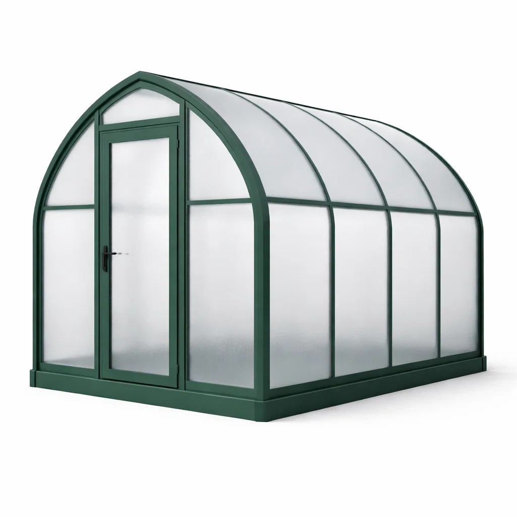 Gewächshaus Aluminium Polycarbonat Bogenform 300x250x200 cm Grün-COZYVORAE