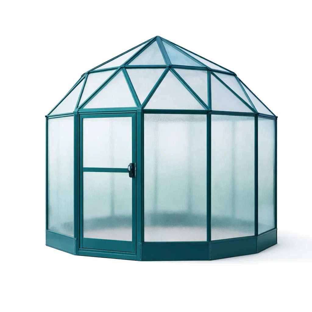 Oktagonales Gewächshaus aus Polycarbonat und Aluminium Grün-COZYVORAE