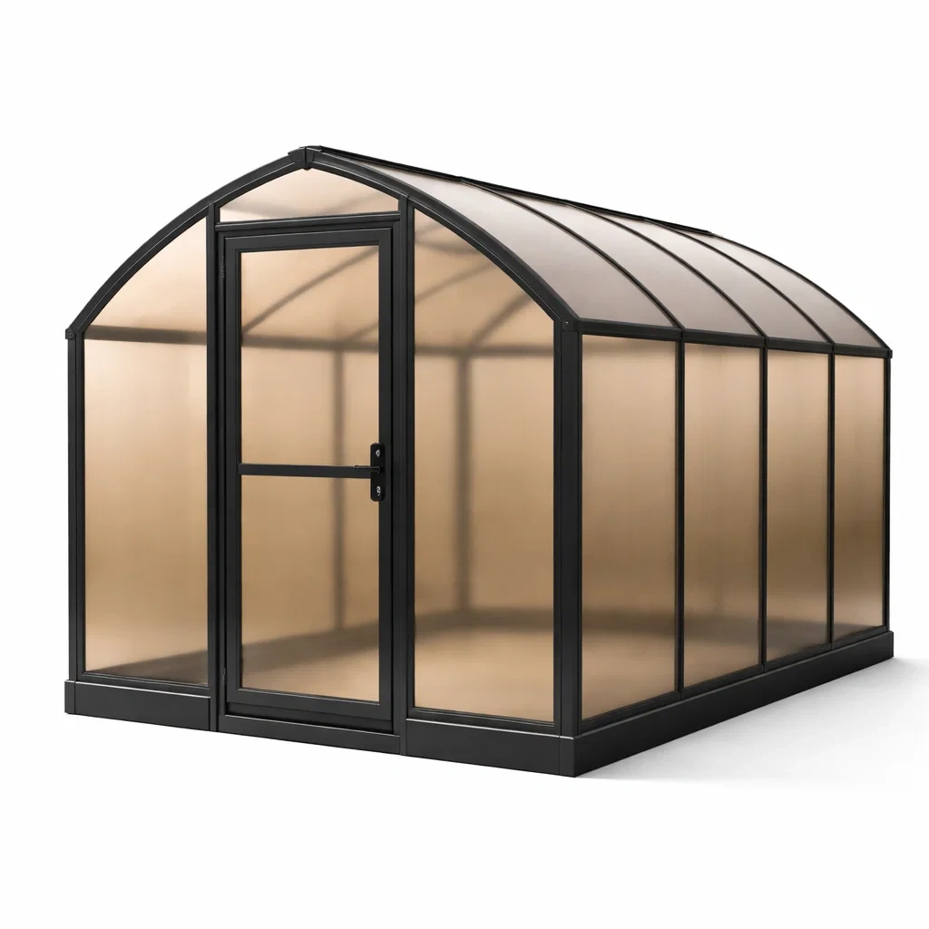 Gewächshaus aus Polycarbonat und Aluminium Braun-COZYVORAE