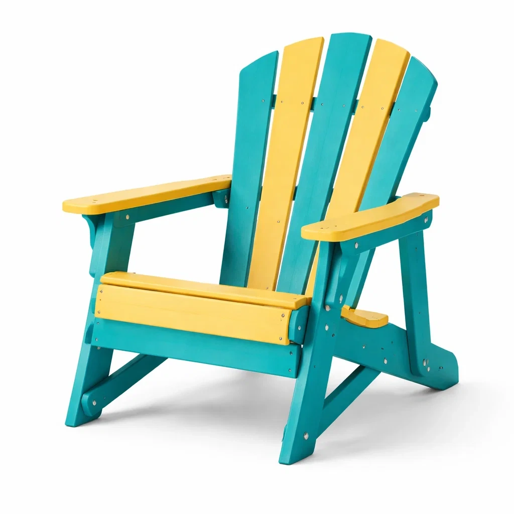 Adirondack Stuhl aus Kunststoff Türkis/Gelb-COZYVORAE
