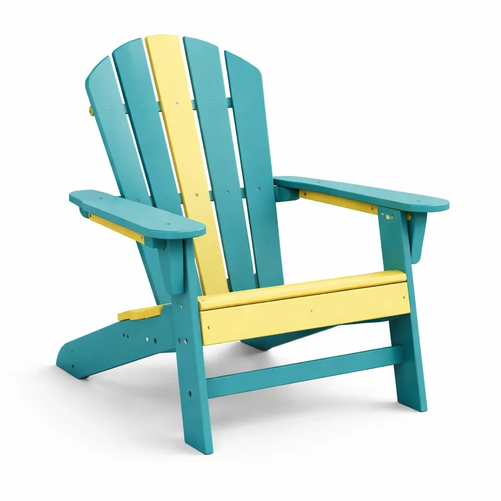 Adirondack Stuhl aus Recycling-Kunststoff Türkis Gelb-COZYVORAE