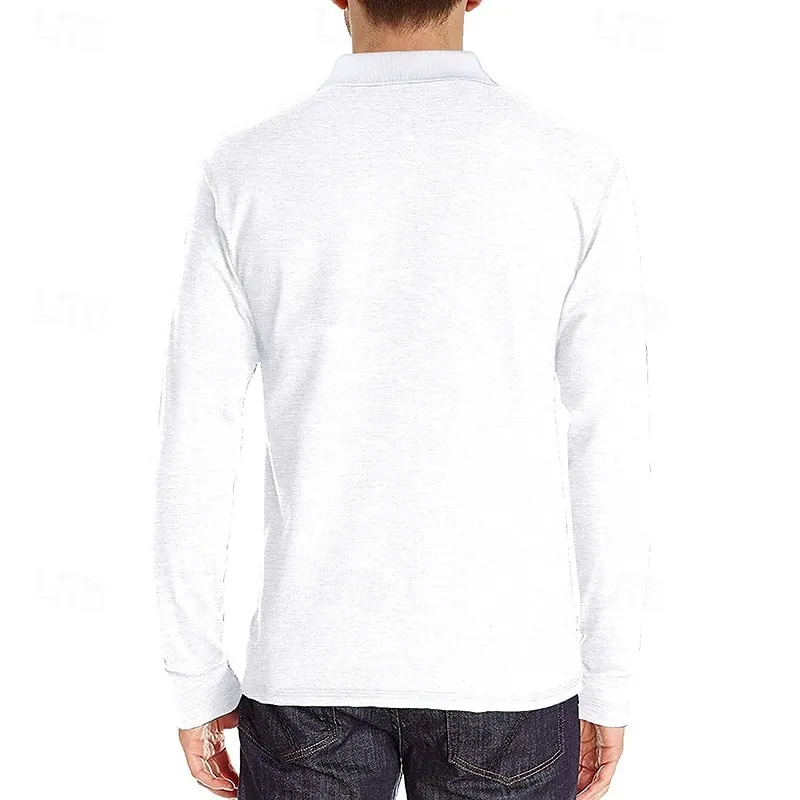 Men's Golf Shirt Golf Polo Work Casual Lapel Long Sleeve Basic Modern Solid Color Button Pocket Spring & Fall Regular Fit Wine Apricot Black White Dark Red Yellow Golf Shirt 2024 - $20.99 –P10