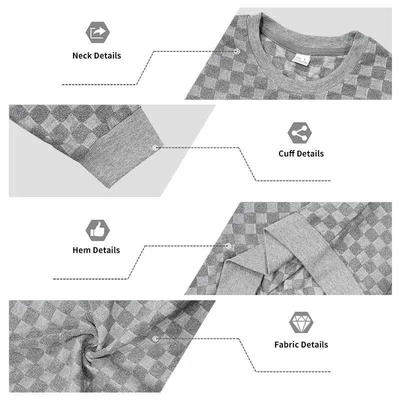 Checkerboard knit sweater detail 4
